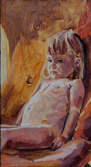 Fine Art Portrait Study moniques niece seated Oil painting on board by James Lyle